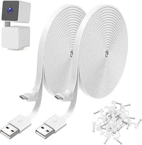 Uogw 50FT Power Cable Compatible with WYZE Cam Pan V3, USB to 90 Degree